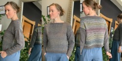 Пуловер с разными узорами по переду и спине